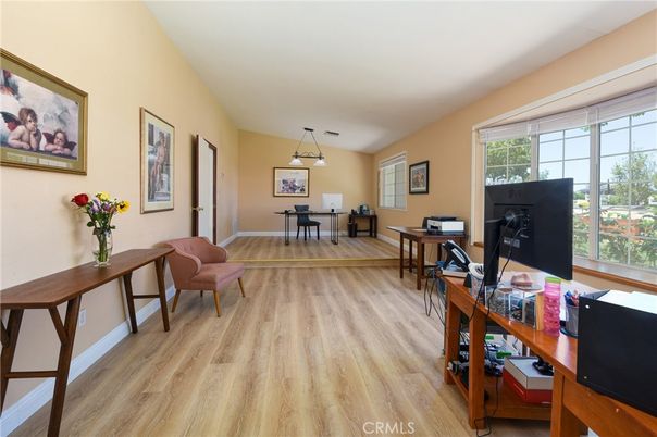 Home Office, Interior, Pendant Lights, Wood Texture Flooring