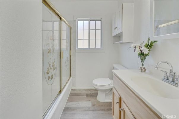 Bathroom, Glass Shower, Interior, Wood Texture Flooring