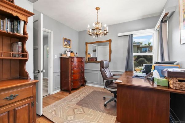 Chandelier, Home Office, Interior, Wood Texture Flooring
