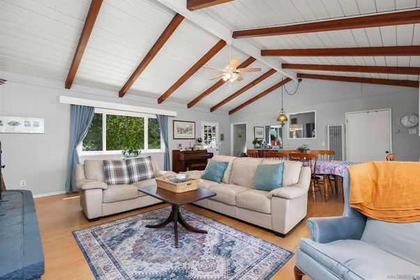 Dining room, Interior, Living room, Pendant Lights, Piano, Wooden Beams, Wood Texture Flooring