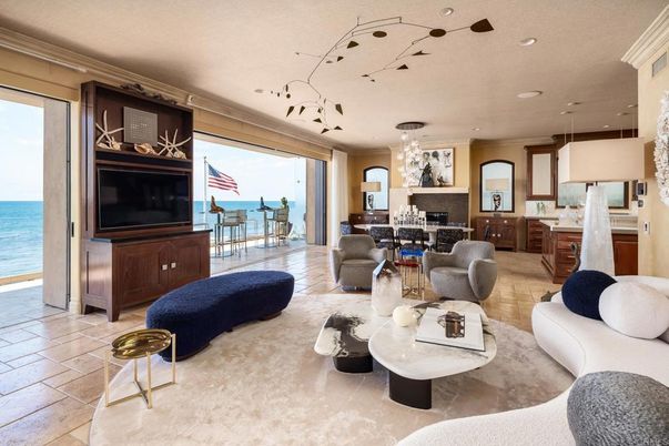 Dining room, Fireplace, Interior, Kitchen, Living room, Pendant Lights, Recessed Lighting, Water