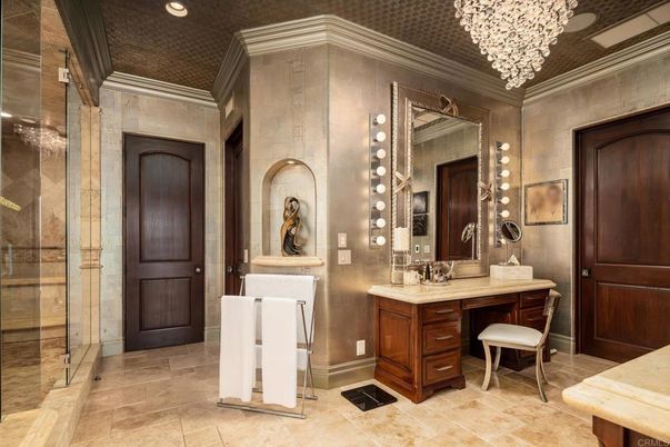 Bathroom, Chandelier, Interior, Recessed Lighting