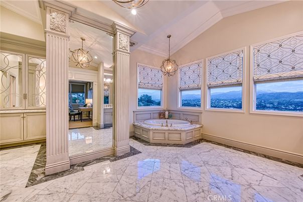 Bathroom, Interior, Marble, Pendant Lights