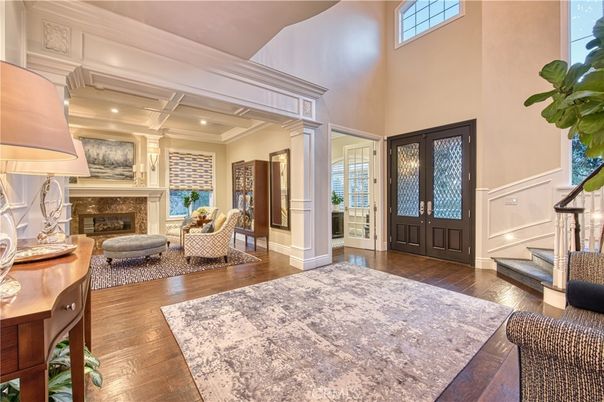 Fireplace, Interior, Recessed Lighting, Wood Texture Flooring