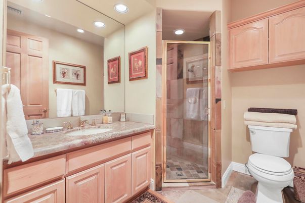 Bathroom, Glass Shower, Interior, Recessed Lighting