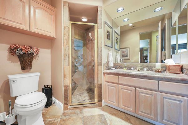 Bathroom, Glass Shower, Interior, Recessed Lighting