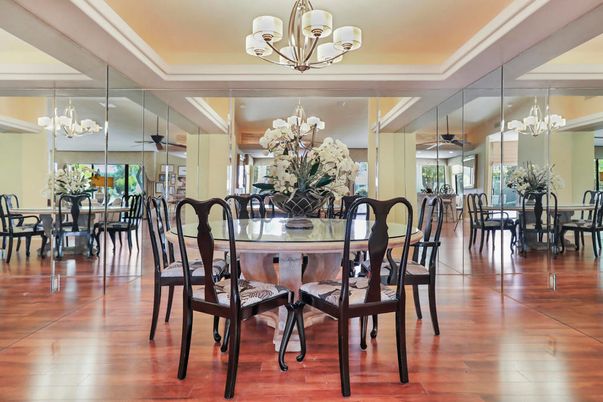 Chandelier, Dining room, Interior, Wood Texture Flooring
