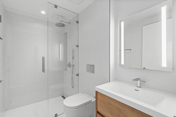 Bathroom, Glass Shower, Interior, Recessed Lighting