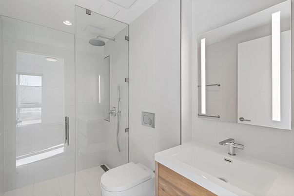 Bathroom, Glass Shower, Interior, Recessed Lighting