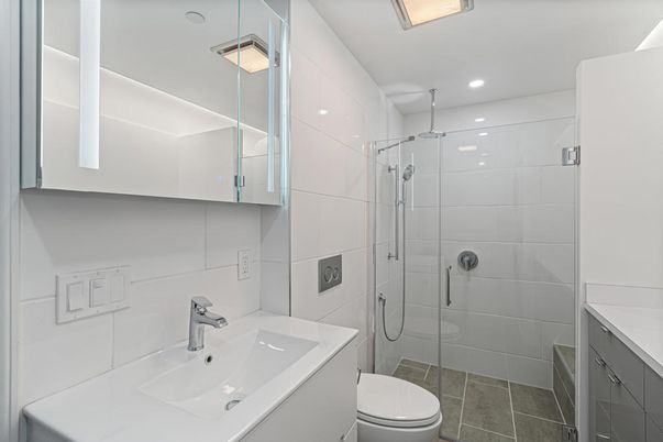 Bathroom, Glass Shower, Interior, Recessed Lighting