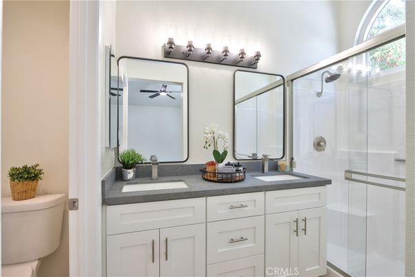 Bathroom, Dual Sink Vanities, Glass Shower, Interior