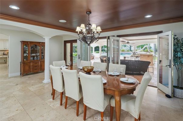 Chandelier, Dining room, Interior, Recessed Lighting