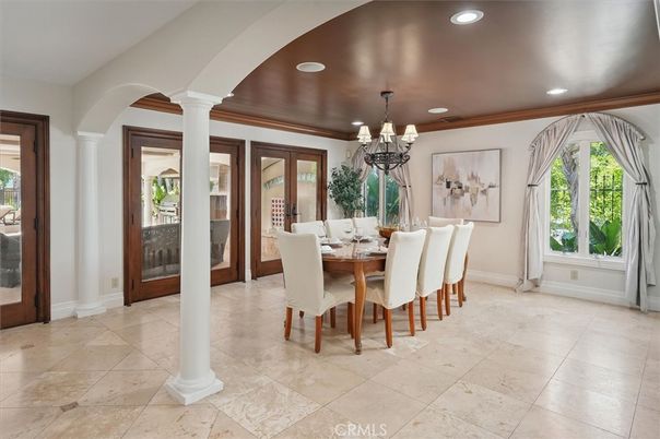 Chandelier, Dining room, Interior, Recessed Lighting