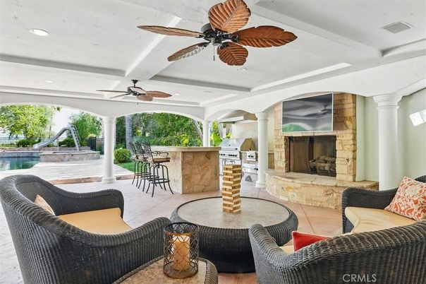 Exterior, Fireplace, Pool, Recessed Lighting