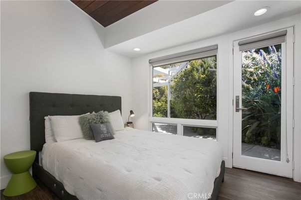 Bedroom, Interior, Recessed Lighting, Wooden Ceilings, Wood Texture Flooring