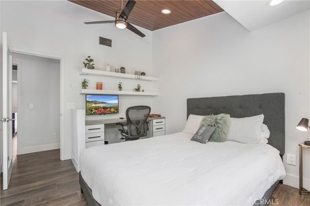 Bedroom, Home Office, Interior, Recessed Lighting, Wood Texture Flooring