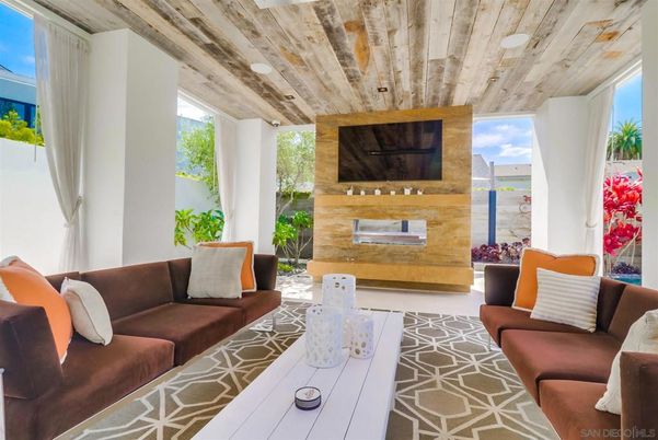 Fireplace, Interior, Living room, Recessed Lighting, Wooden Ceilings