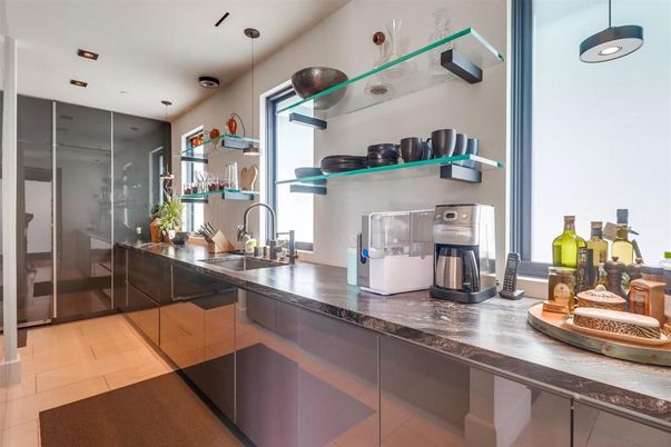 Interior, Kitchen, Recessed Lighting, Wood Texture Flooring