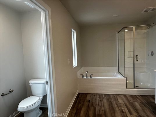 Bathroom, Glass Shower, Interior, Wood Texture Flooring