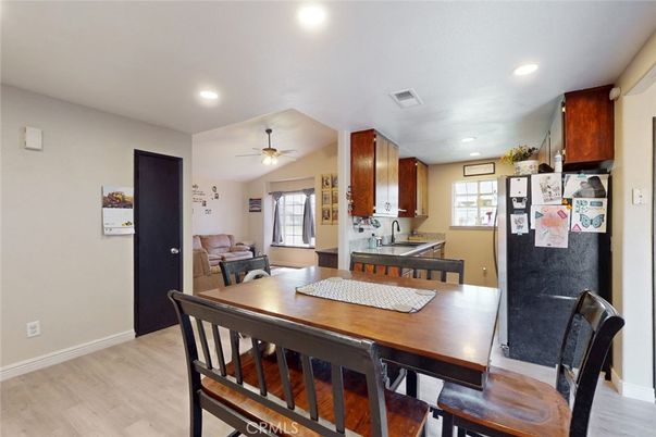 Dining room, Interior, Kitchen, Recessed Lighting, Wood Texture Flooring