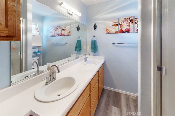 Bathroom, Dual Sink Vanities, Interior, Wood Texture Flooring