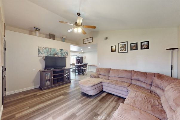 Dining room, Interior, Living room, Recessed Lighting, Wood Texture Flooring