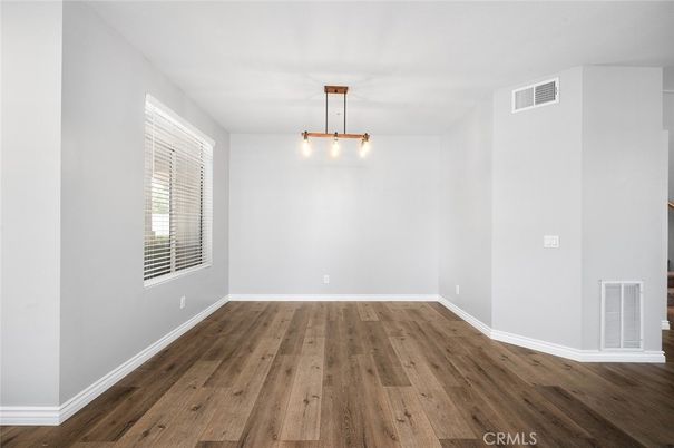 Empty room, Interior, Pendant Lights, Wood Texture Flooring