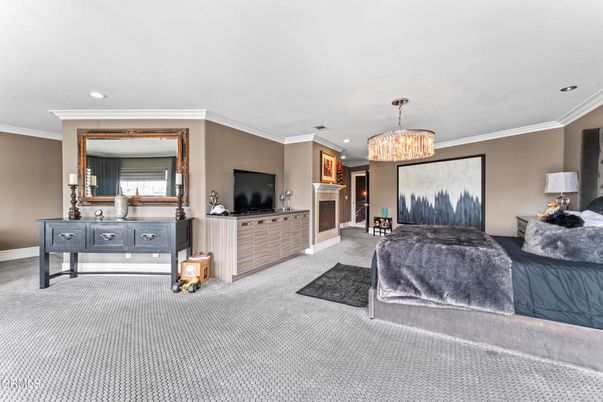 Bedroom, Chandelier, Fireplace, Interior, Recessed Lighting