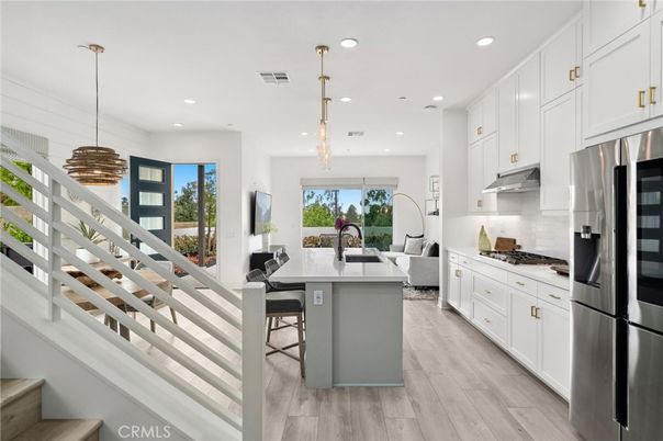 Interior, Kitchen, Living room, Pendant Lights, Recessed Lighting, Stainless Steel Appliances, Wood Texture Flooring
