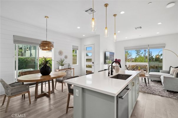 Dining room, Interior, Kitchen, Living room, Pendant Lights, Recessed Lighting, Wood Texture Flooring