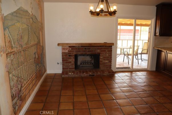 Chandelier, Fireplace, Interior