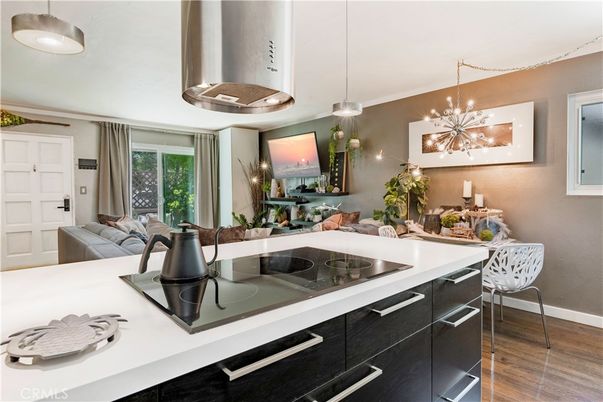 Interior, Kitchen, Pendant Lights, Wood Texture Flooring