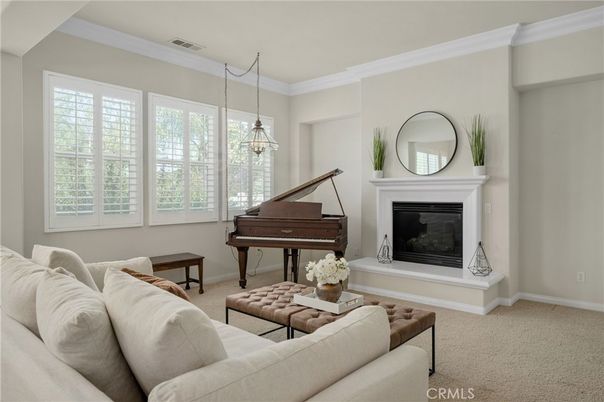 Fireplace, Interior, Living room, Pendant Lights, Piano