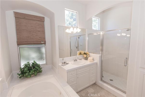 Bathroom, Dual Sink Vanities, Glass Shower, Interior, Tile Countertops