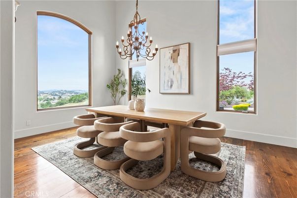 Chandelier, Dining room, Interior, Wood Texture Flooring