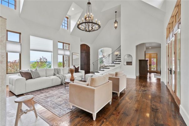 Chandelier, Interior, Living room, Pendant Lights, Recessed Lighting, Wood Texture Flooring