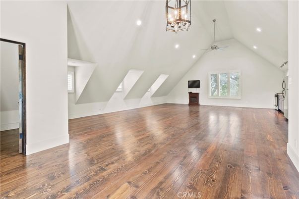 Empty room, Interior, Pendant Lights, Recessed Lighting, Wood Texture Flooring