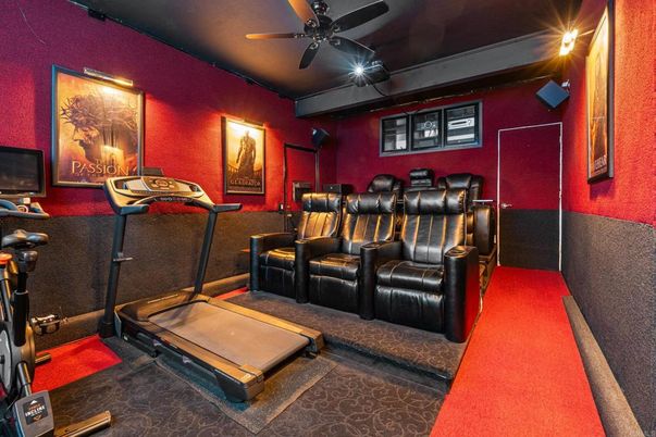 Home Theatre Room, Fitness Equipment, Interior, Recessed Lighting, Theatre Room