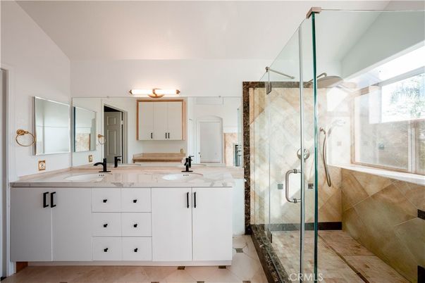 Bathroom, Dual Sink Vanities, Glass Shower, Interior