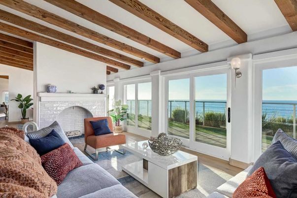 Fireplace, Interior, Living room, Water, Wooden Beams, Wood Texture Flooring