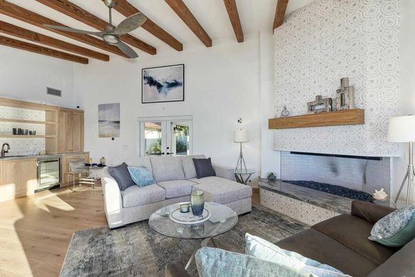 Fireplace, Interior, Living room, Wooden Beams, Wood Texture Flooring