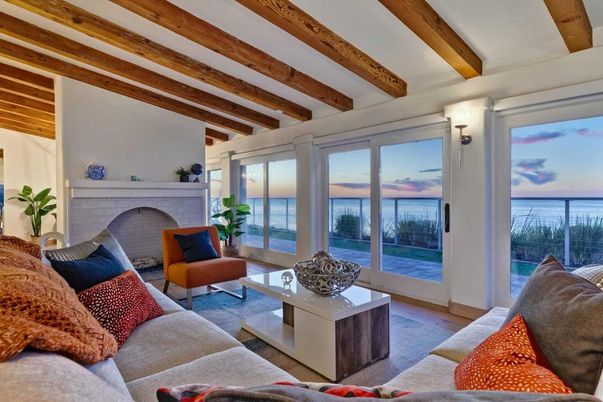 Fireplace, Interior, Living room, Water, Wooden Beams, Wood Texture Flooring