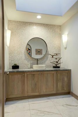 Bathroom, Dual Sink Vanities, Interior, Marble, Recessed Lighting