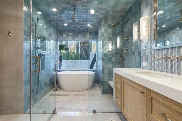 Bathroom, Dual Sink Vanities, Free Standing Baths, Glass Shower, Interior, Recessed Lighting