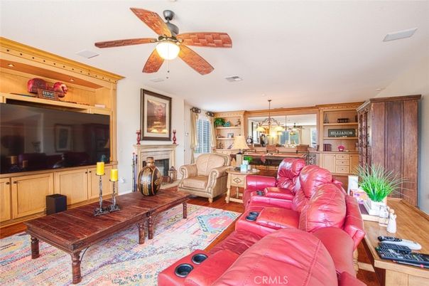 Fireplace, Interior, Living room, Pendant Lights, Wood Texture Flooring