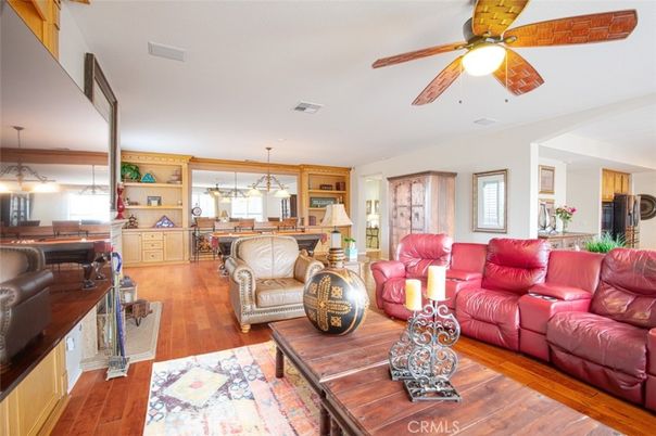 Interior, Kitchen, Living room, Pendant Lights, Wood Texture Flooring