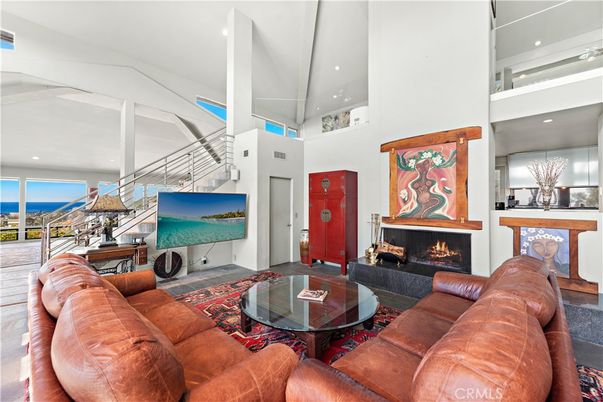 Fireplace, Interior, Living room, Recessed Lighting, Water
