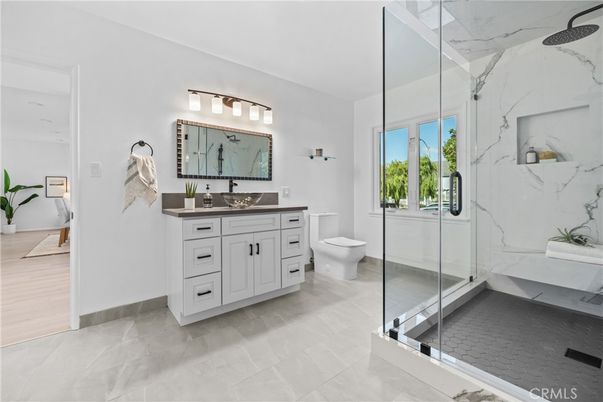 Bathroom, Glass Shower, Interior, Marble Walls