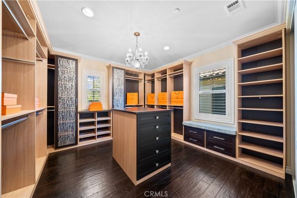 Chandelier, Interior, Recessed Lighting, Walk-in Closets, Wood Texture Flooring