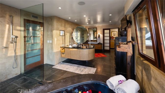 Bathroom, Glass Shower, Interior, Recessed Lighting